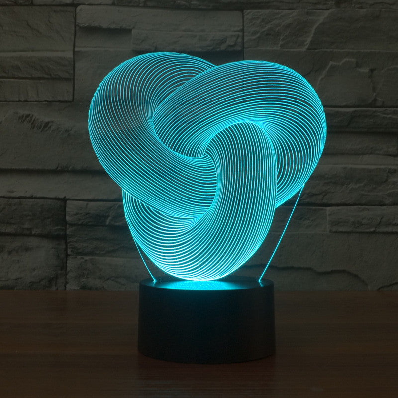 3D LED Night Light – Touch Control Multi-Color Acrylic Twist Knot Lamp (USB Powered)