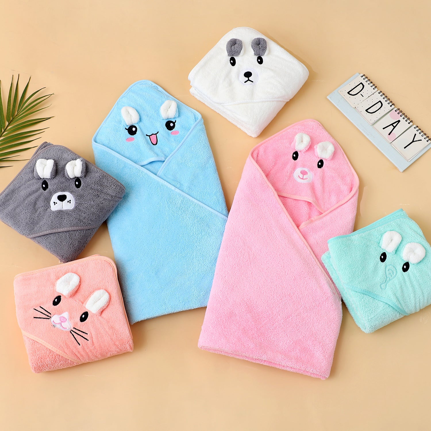 Coral Fleece Baby Blanket – Soft Absorbent Embroidered Infant Swaddle