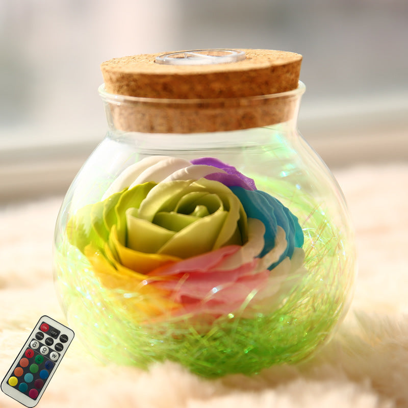 Eternal Rose Glass Wishing Bottle with LED Lights
