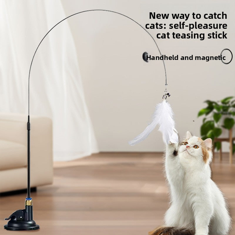 Extended Steel Wire Suction Cup Cat Teaser Wand