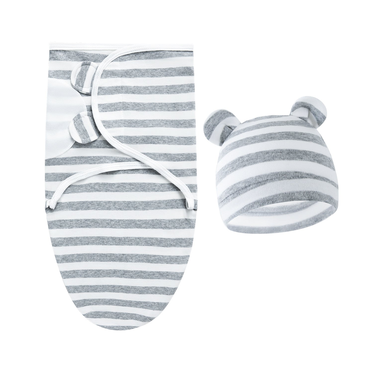 Pure Cotton Baby Swaddle Cocoon – Anti-Startle Newborn Sleep Wrap with Matching Hat