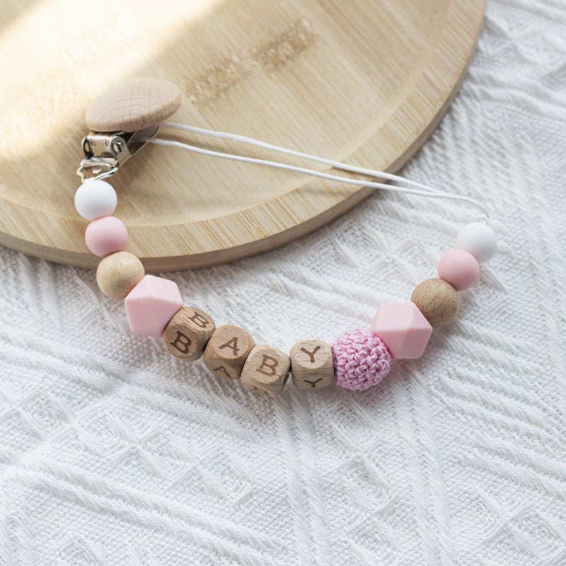 Nordic Pacifier Chain – Silicone & Beech Wood Baby Clip