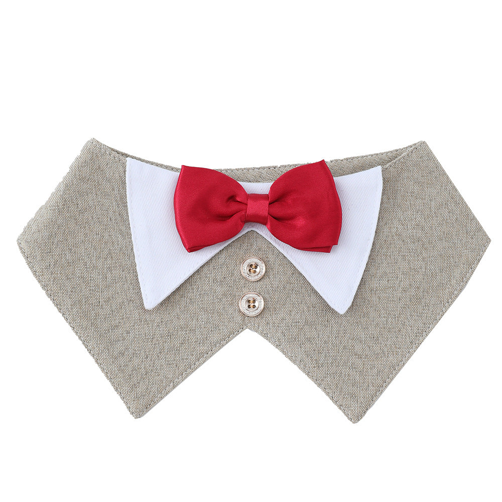 Dog Bow Tie Scarf – Elegant Flax Pet Bandana with Absorbent Design