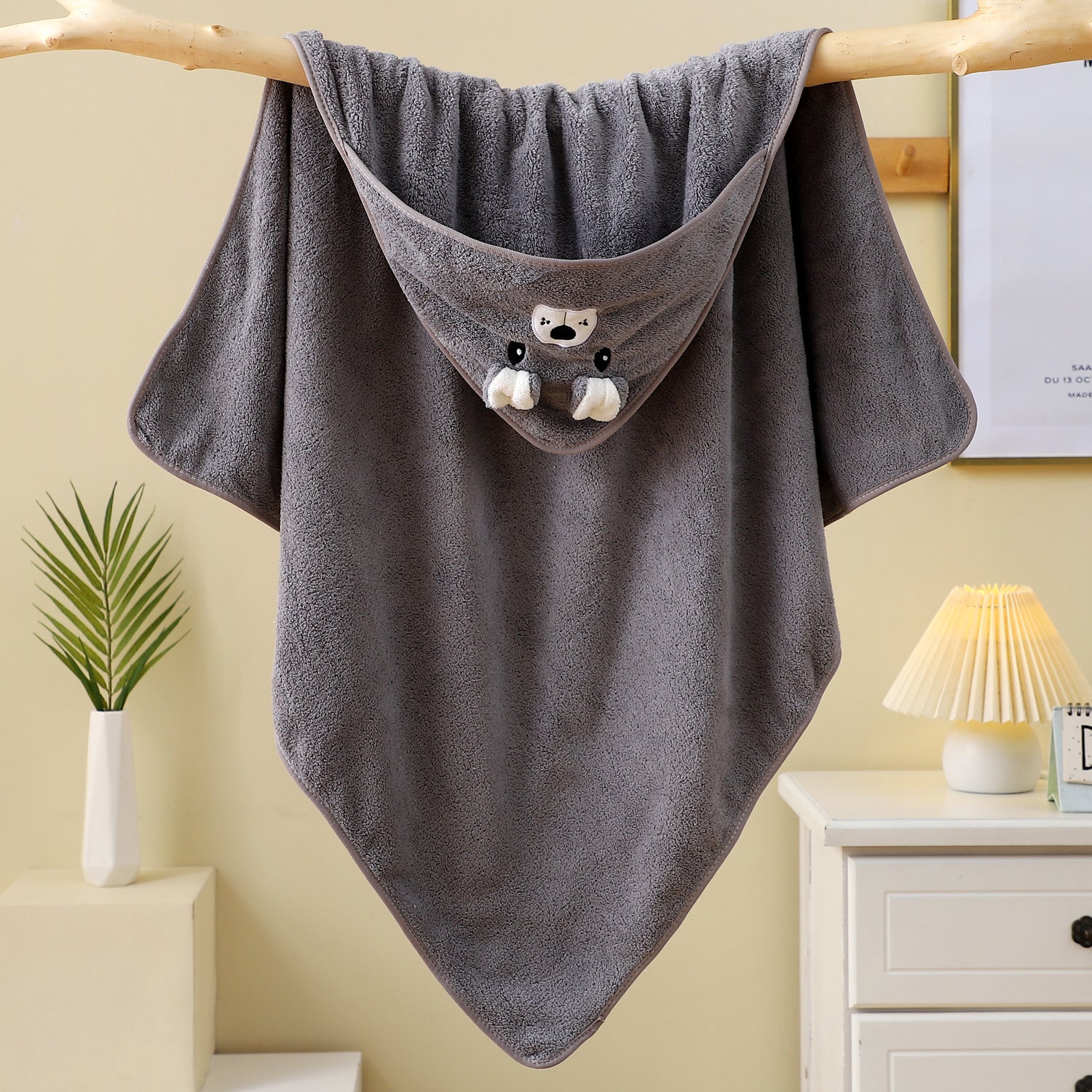 Coral Fleece Baby Blanket – Soft Absorbent Embroidered Infant Swaddle