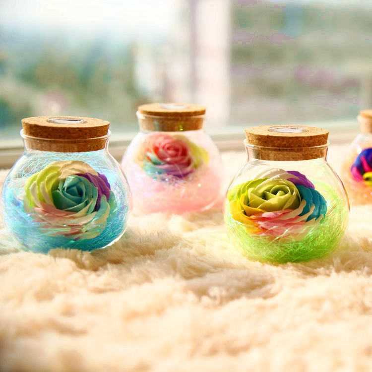 Eternal Rose Glass Wishing Bottle with LED Lights