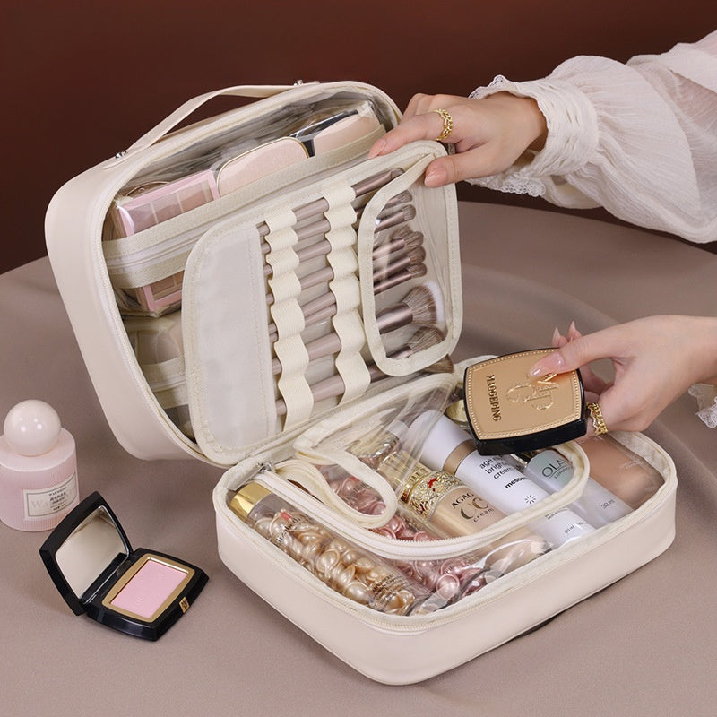 Large Capacity 5-in-1 Cosmetic Bag – Waterproof PU Makeup Organizer with Handle
