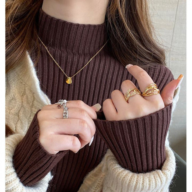Women’s Slim Fit Knit Sweater – Half Turtleneck Long Sleeve Pullover