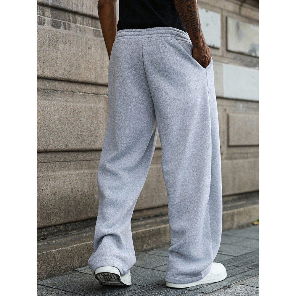Men’s Loose Fit Drawstring Straight-Leg Pants – Micro-Elastic Casual Long Trousers