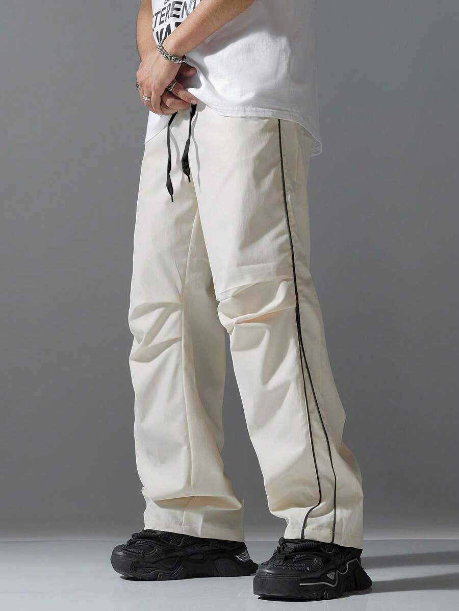 Quick-Dry Waterproof Striped Pants – Straight-Leg Urban Performance Trousers with Belt
