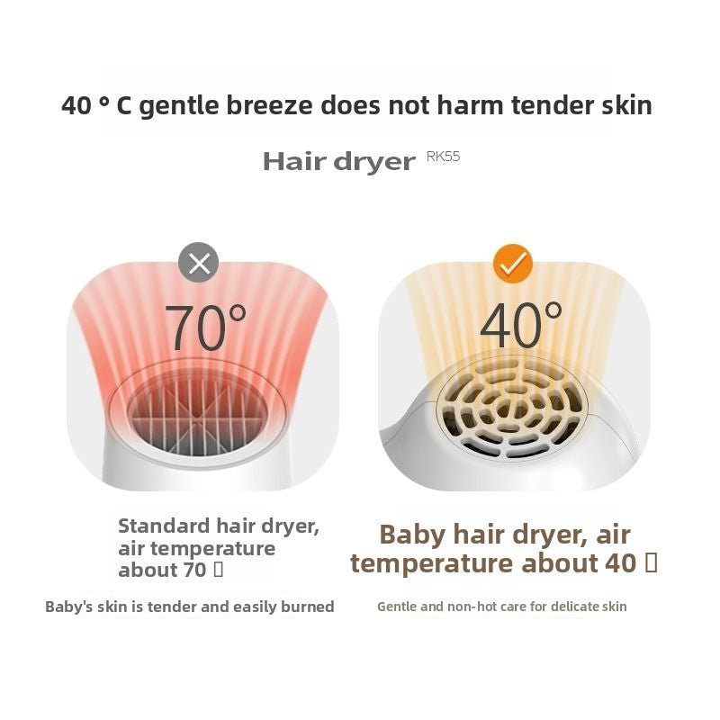 Wireless Baby Hair Dryer – Quiet Low-Noise Cordless Blow Dryer with Hot & Cool Settings