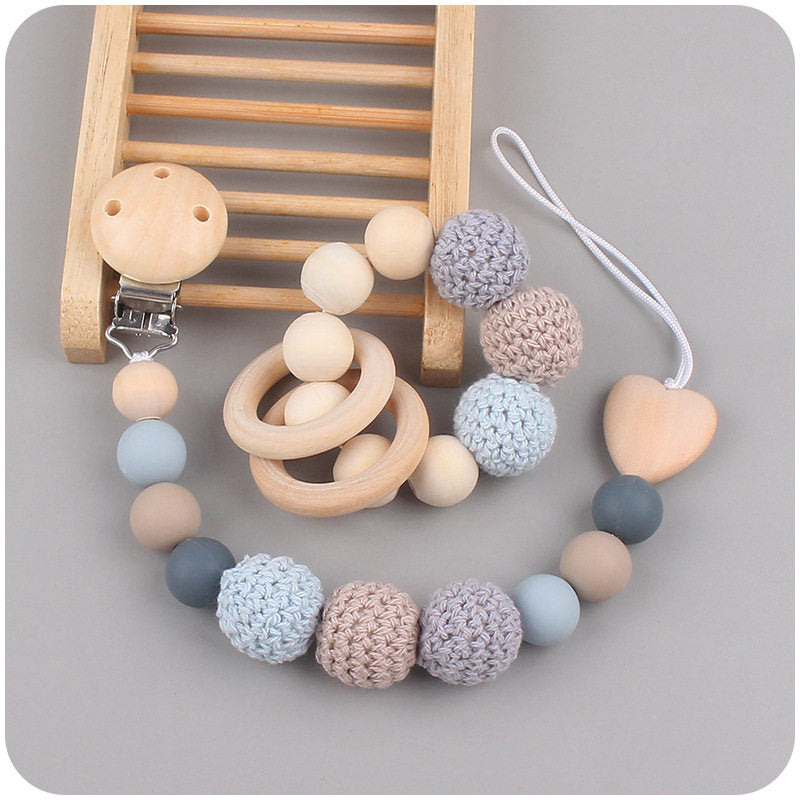 Personalized Pacifier Clip – Soft Yarn Ball Baby Accessory