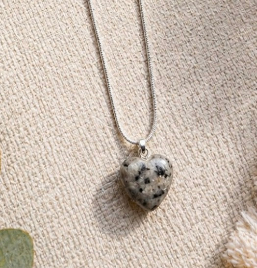 Dalmatian Jasper Heart Necklace – Joy & Grounding Crystal Pendant