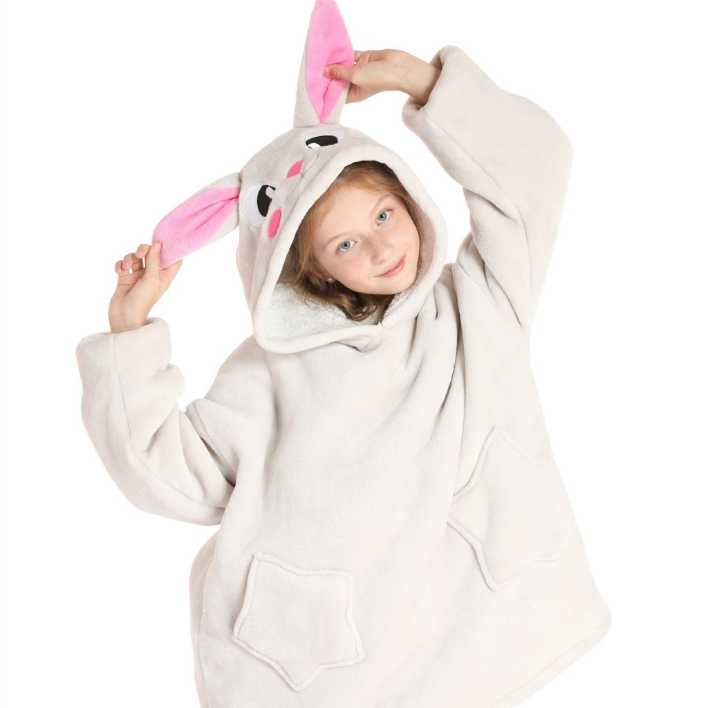 Kids Hooded Flannel Pajama Set – Thick Warm Cartoon Sleepwear (Unisex)