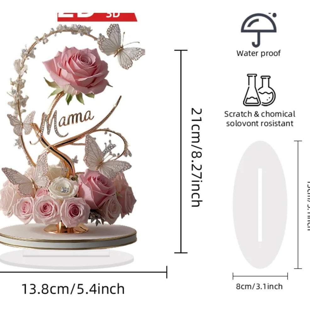 Acrylic Rose Decoration – Elegant Floral Desktop Ornament