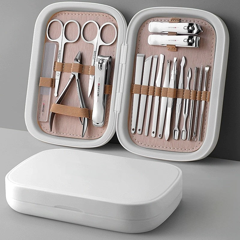 Stainless Steel Nail Clipper Set – Professional Manicure & Pedicure Grooming Kit with Storage Case