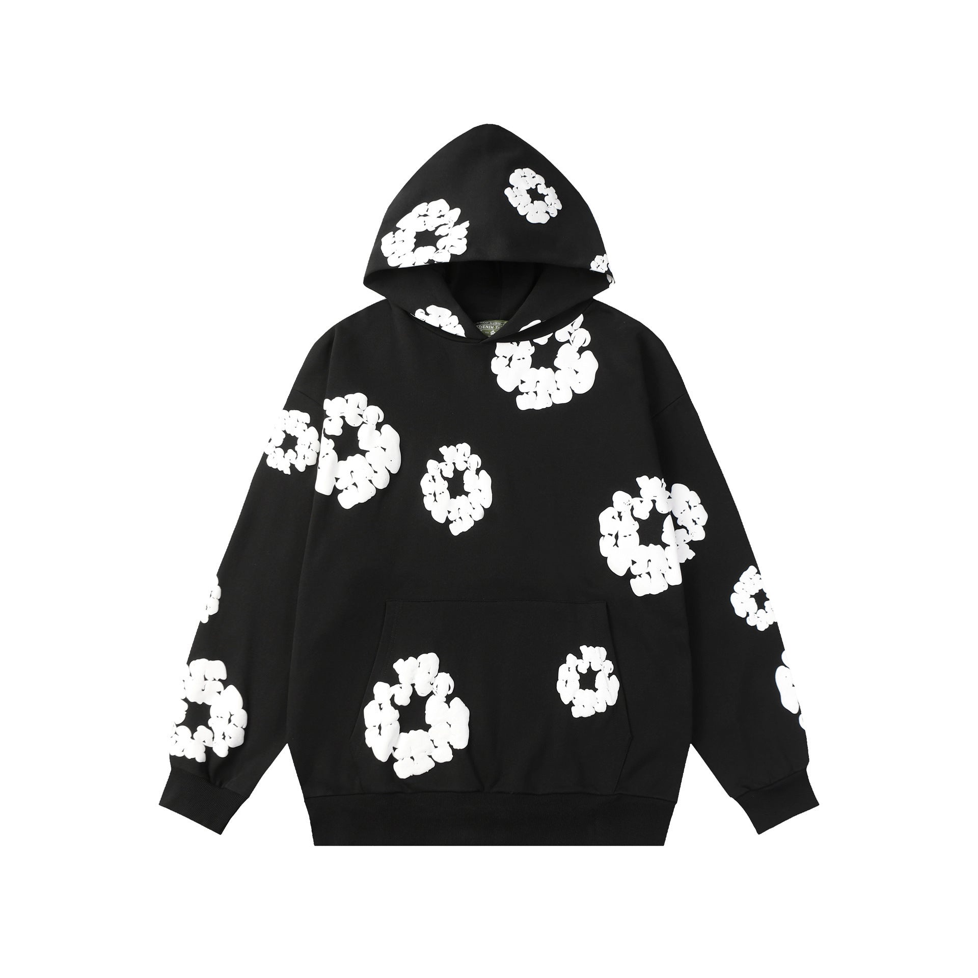 Hooded Sweatshirt – Fleece-Lined Pullover with Foam Print Design