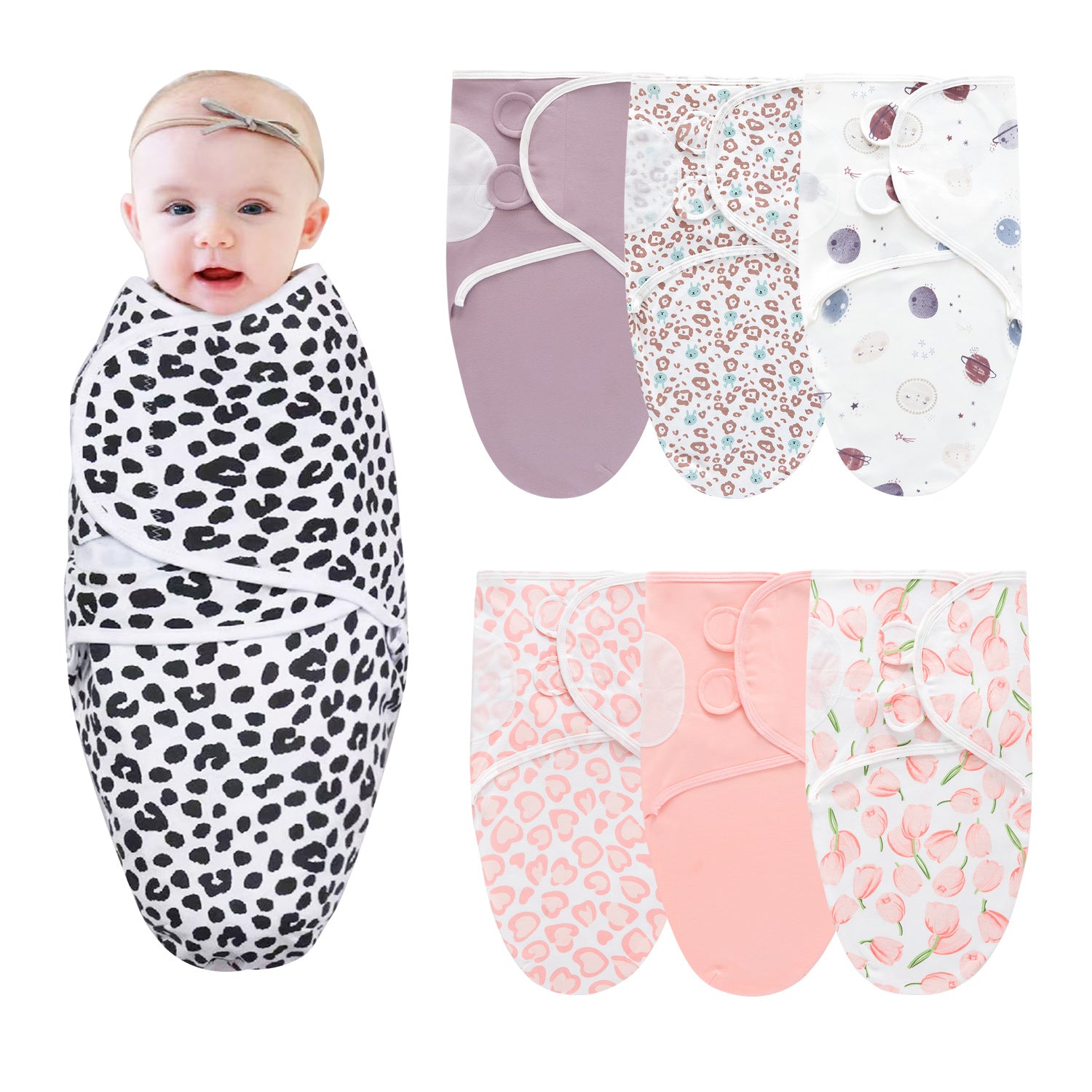 Pure Cotton Baby Swaddle Cocoon – Anti-Startle Newborn Sleep Wrap with Matching Hat