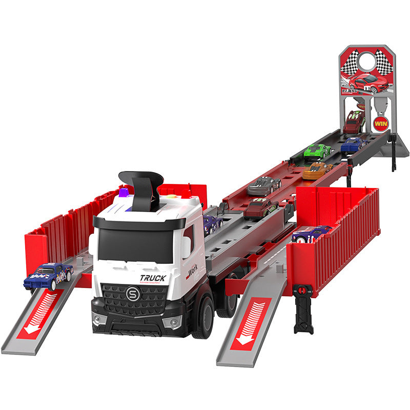 3-in-1 Transformable Truck Playset with Ejection Track & 16 Alloy Cars