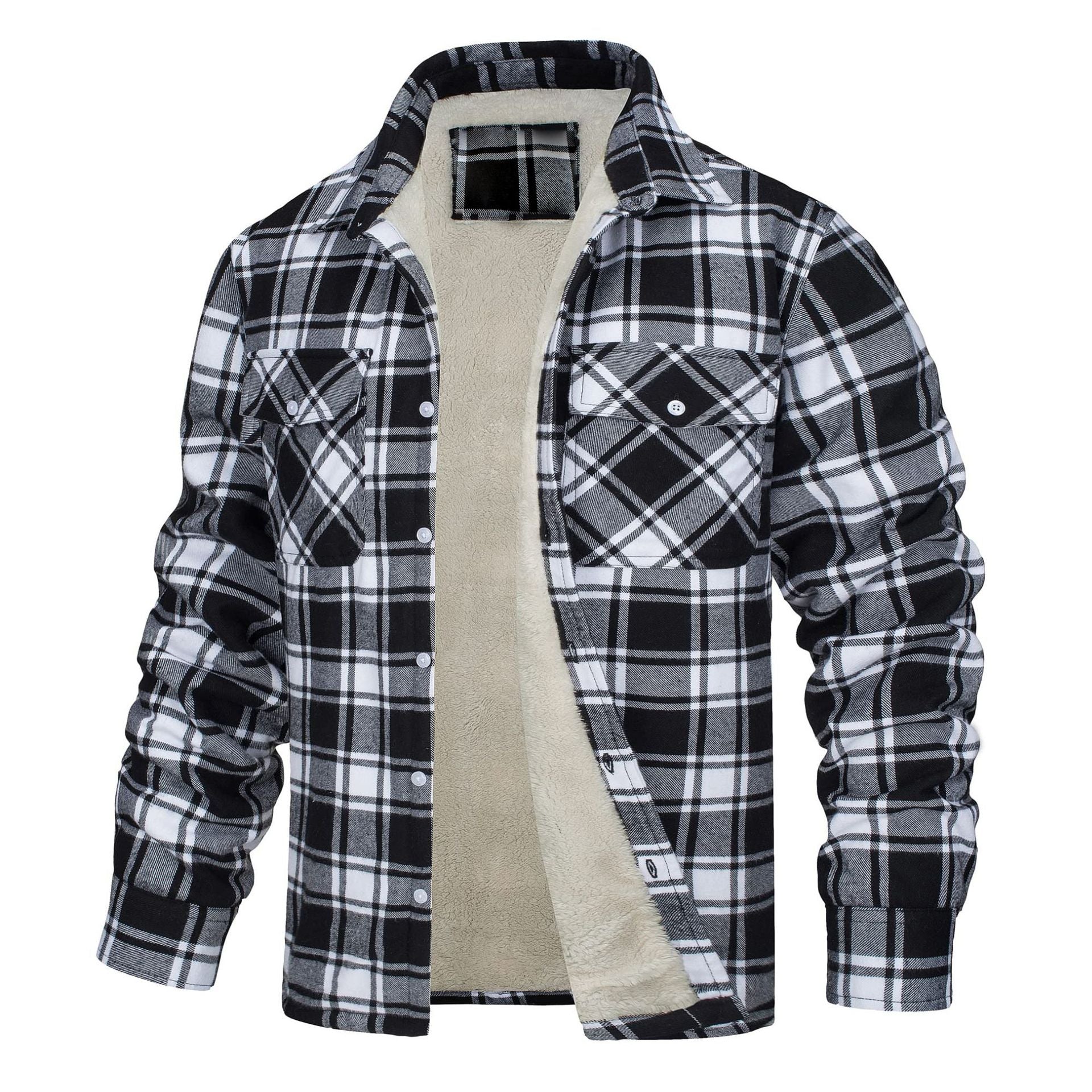 Fleece-Lined Plaid Jacket – Windproof, Moisture-Wicking Outerwear