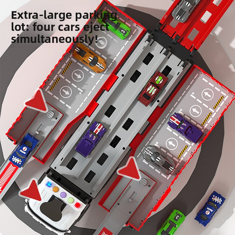 3-in-1 Transformable Truck Playset with Ejection Track & 16 Alloy Cars