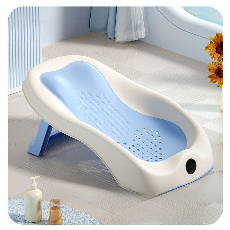 Foldable Baby Bath Rack with Temperature Sensor – Anti-Slip Infant Bath Support Seat