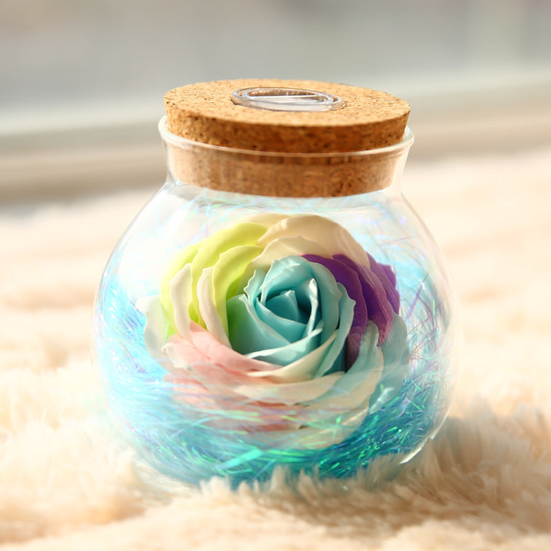 Eternal Rose Glass Wishing Bottle with LED Lights