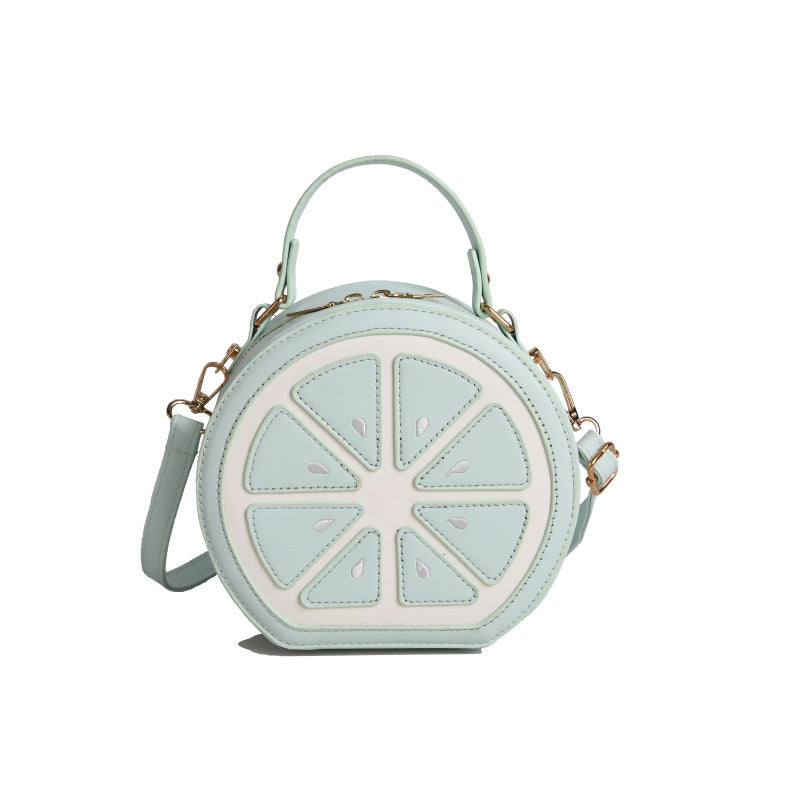Round Crossbody Handbag – PU Leather Mini Shoulder Bag with Zipper Closure