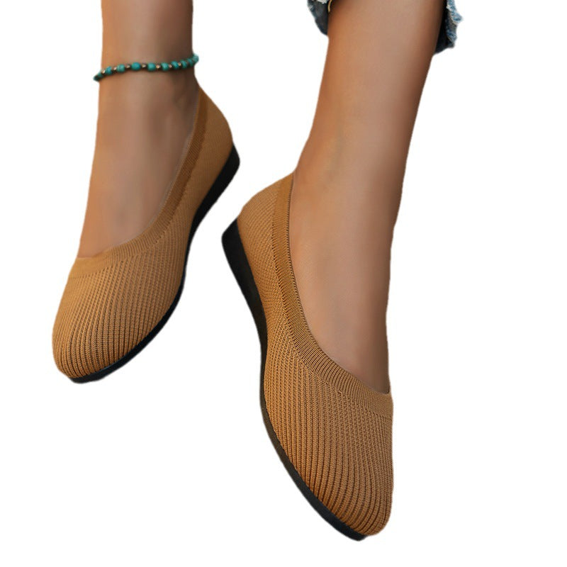 Breathable Knitted Slip-On Flats – Lightweight Mesh Comfort Shoes
