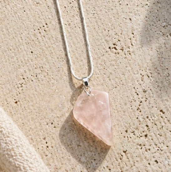 Rose Quartz Freeform Necklace – Love & Emotional Healing Crystal Pendant