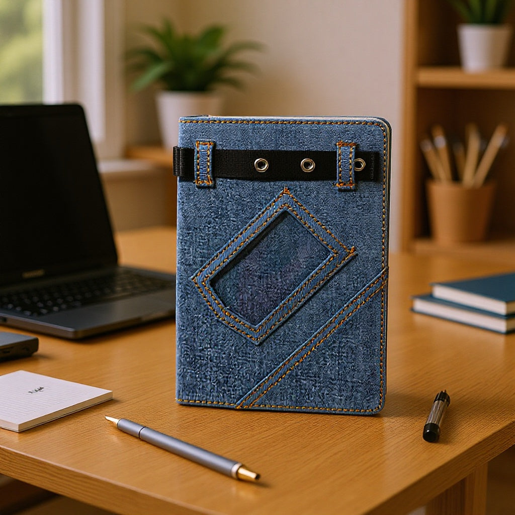 Denim Hardcover Notebook – Pocket Journal Planner with Premium Writing Paper