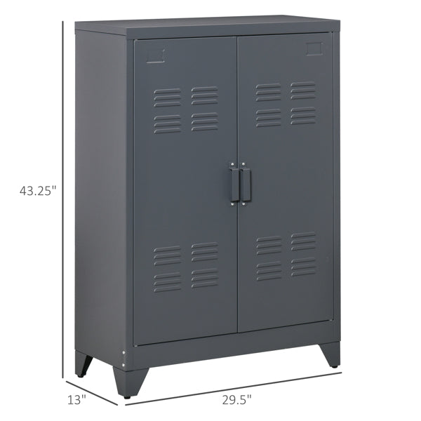 Grey Metal Locker Storage Cabinet – Adjustable Shelves & Anti-Tip Design