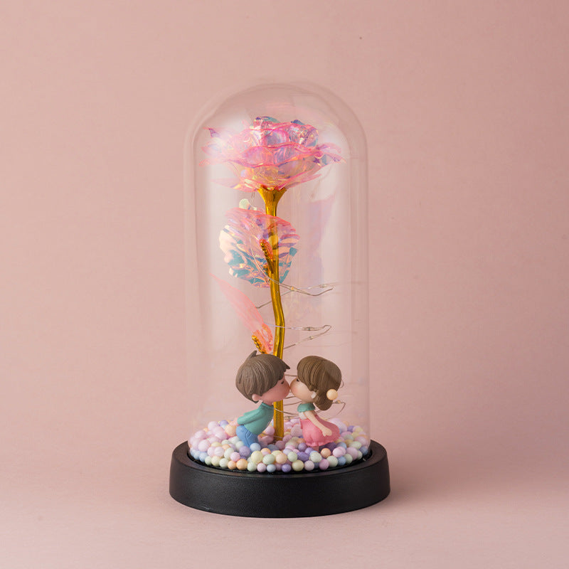 Luxury Gold Foil Rose in Glass Dome