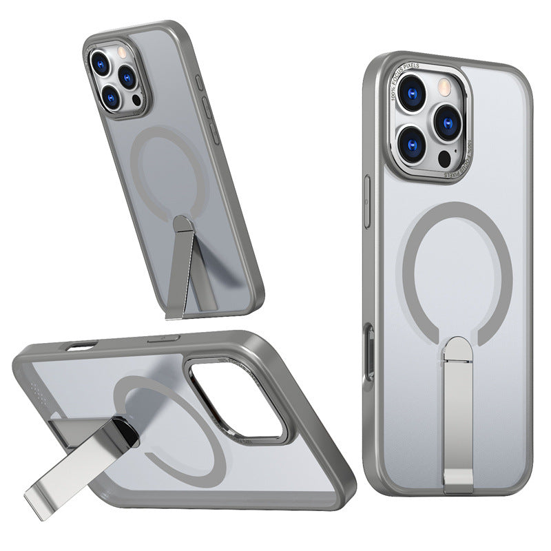 Magnetic Silicone Phone Case with Stand – Shockproof Cover for iPhone