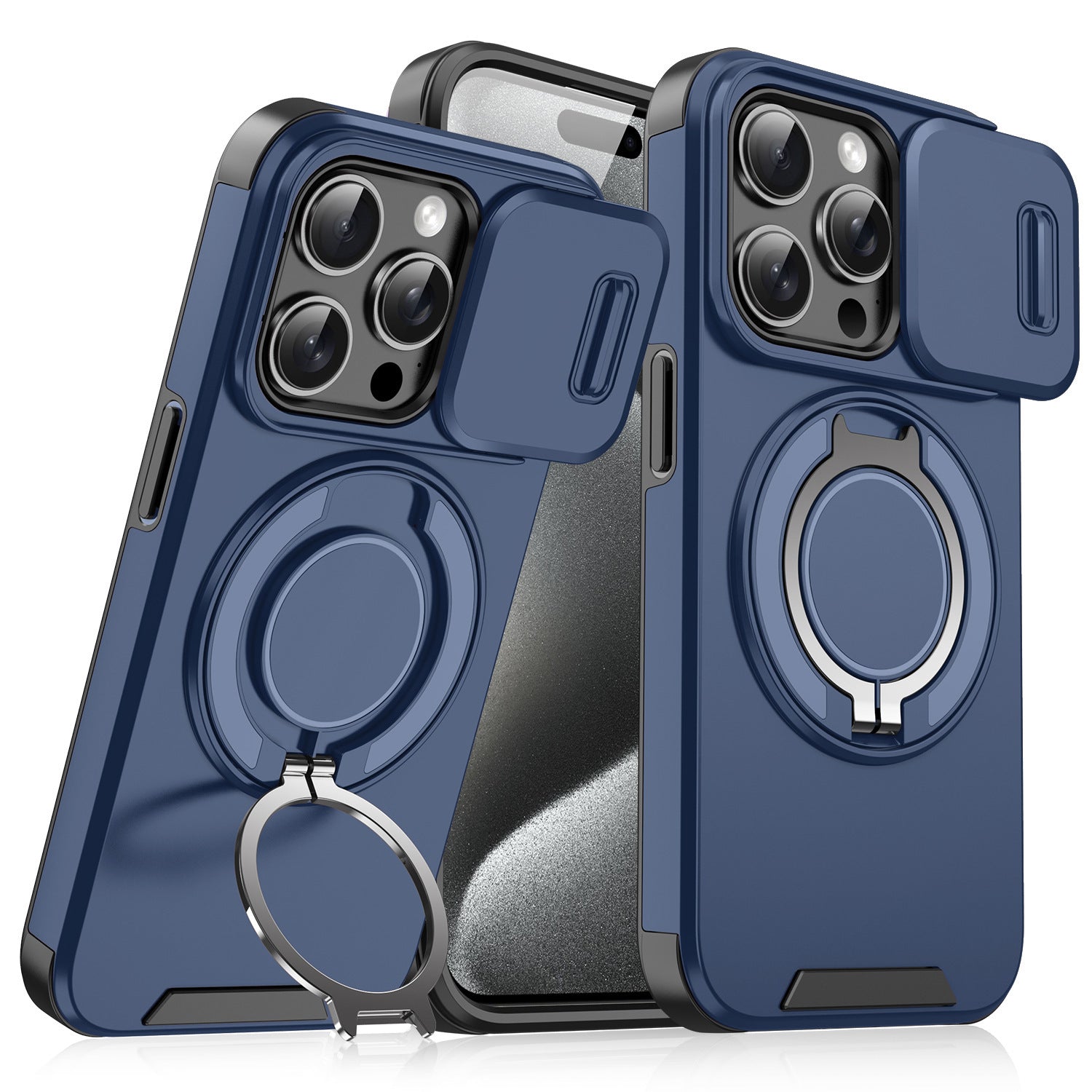 Magnetic Phone Case with Sliding Window Stand – Protective Cover for iPhone