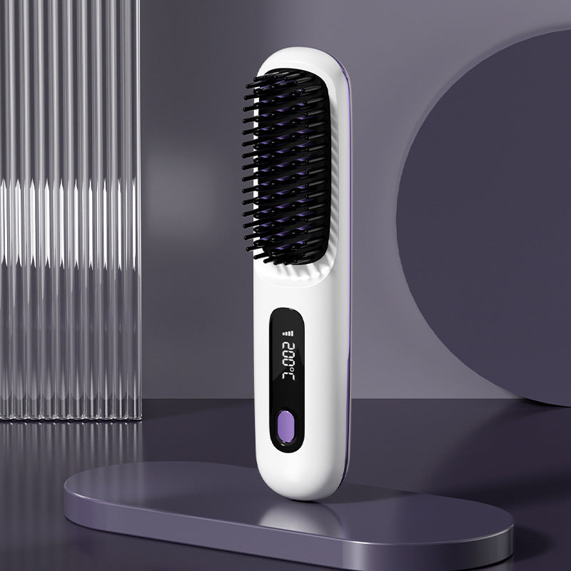 Cordless Hair Straightening Comb – Ceramic Rechargeable Styling Brush