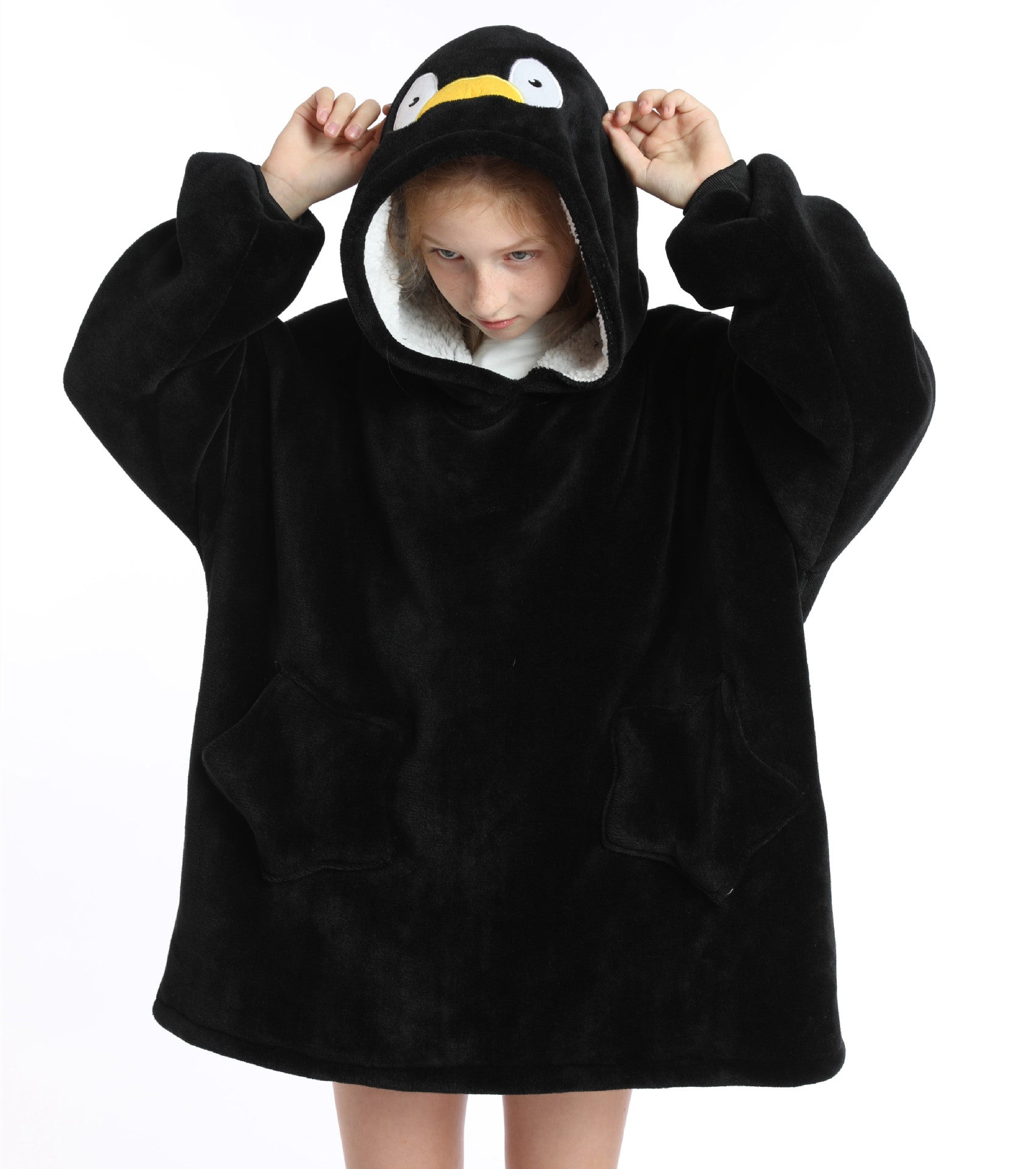 Kids Hooded Flannel Pajama Set – Thick Warm Cartoon Sleepwear (Unisex)