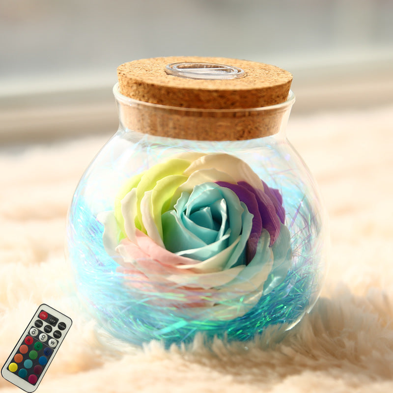 Eternal Rose Glass Wishing Bottle with LED Lights