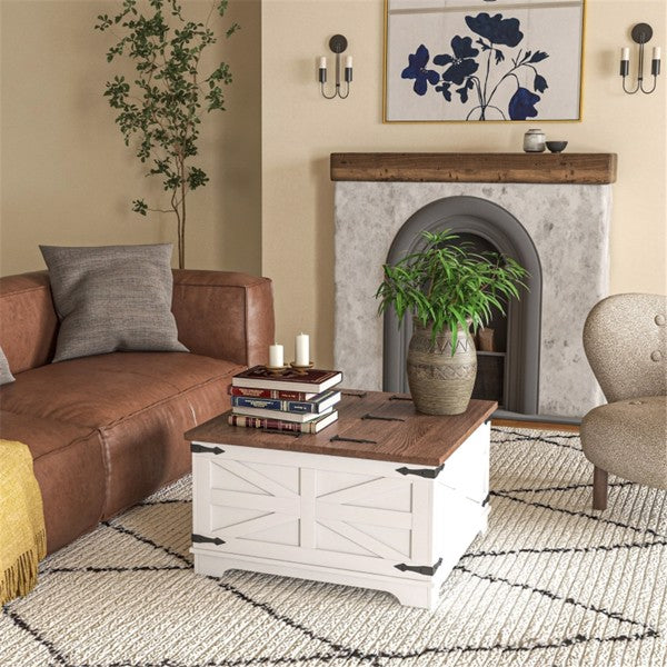 Farmhouse Storage Coffee Table – White