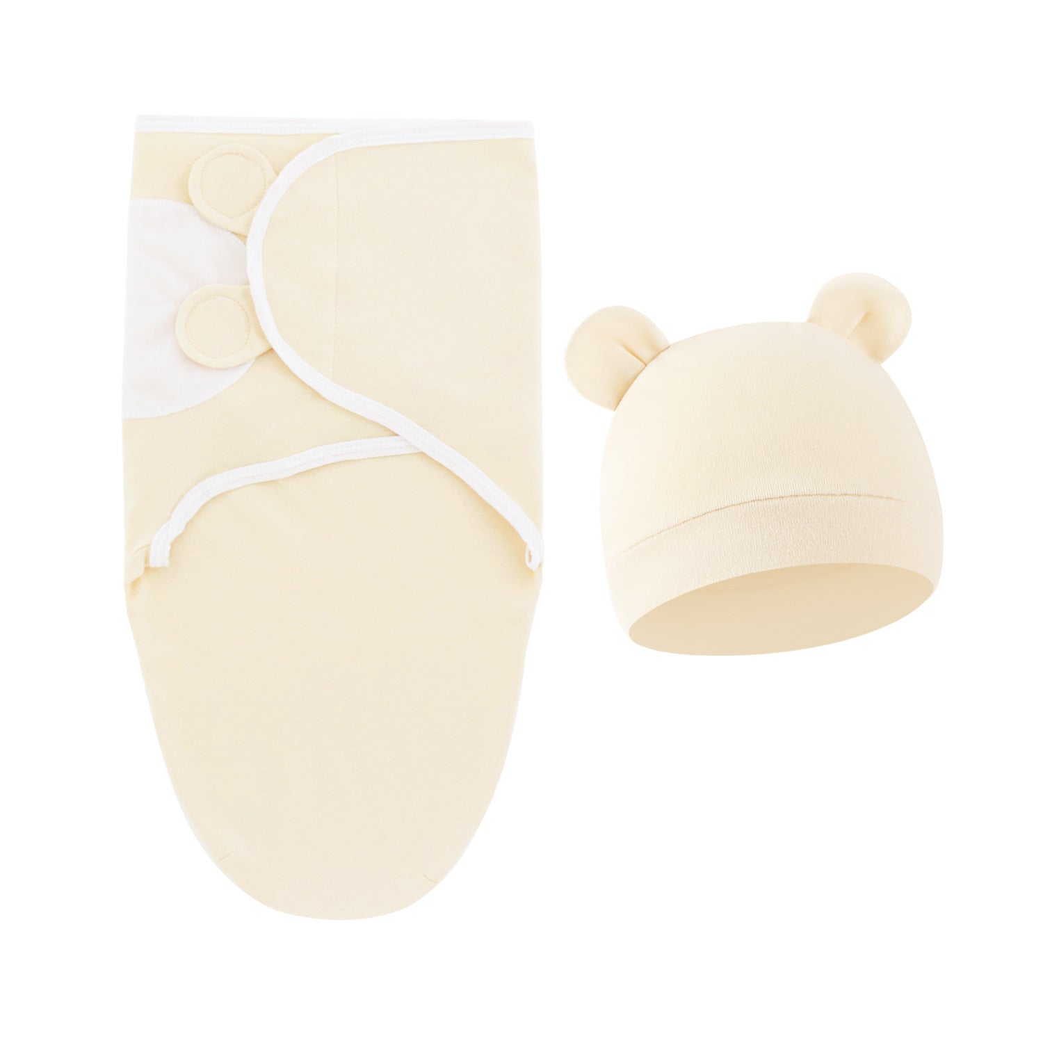 Pure Cotton Baby Swaddle Cocoon – Anti-Startle Newborn Sleep Wrap with Matching Hat