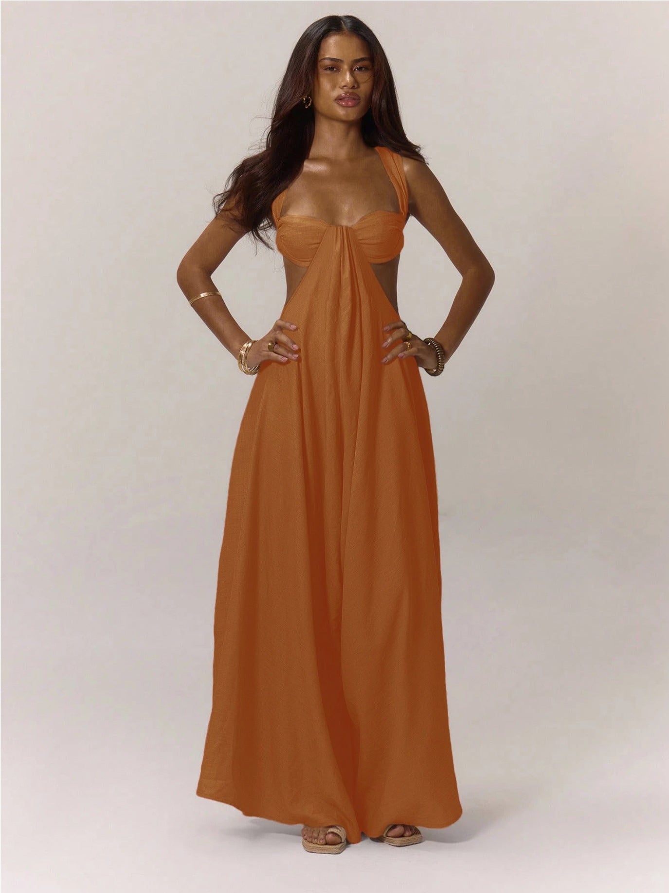 High-Waist Lace-Up Jumpsuit – Ice Silk Sleeveless Wide-Leg Romper