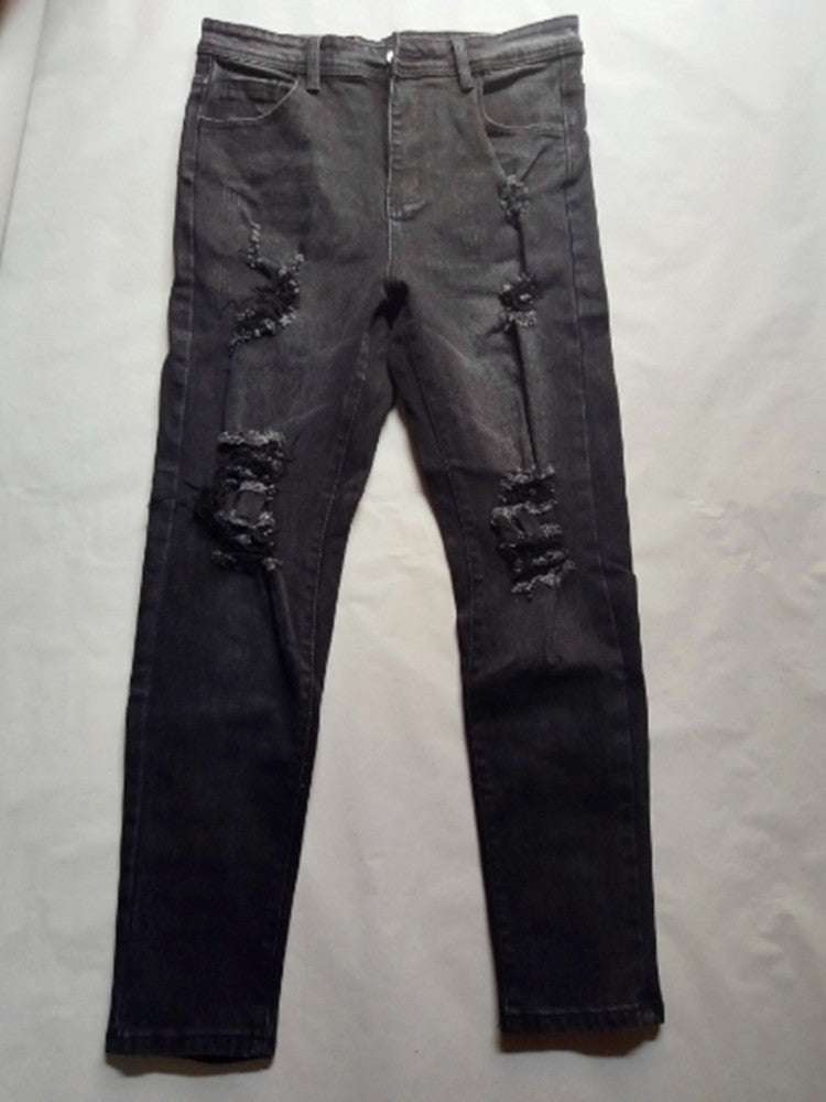Distressed Slim Fit Jeans – Trendy Ripped Pencil Pants
