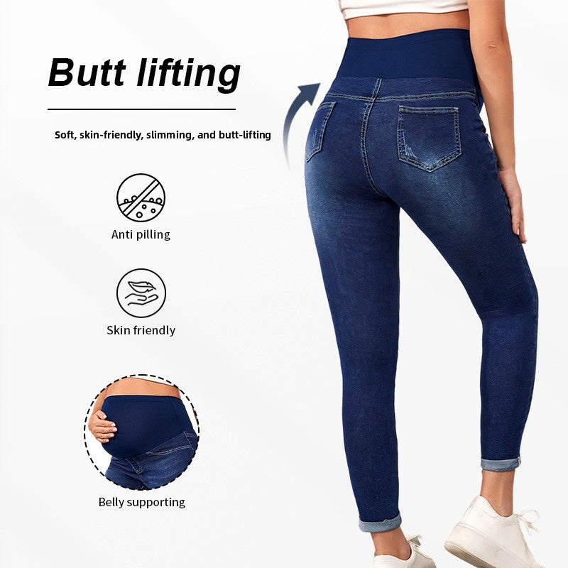 High-Waist Maternity Stretch Denim Jeans
