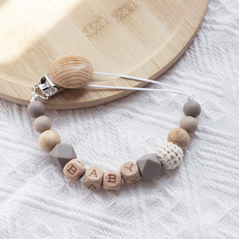 Nordic Pacifier Chain – Silicone & Beech Wood Baby Clip