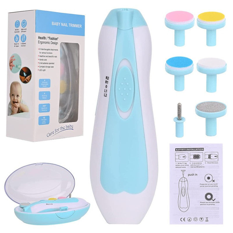 Baby Electric Nail Trimmer with LED Light – Safe 6-Head Infant Nail Grinder (5500 RPM)