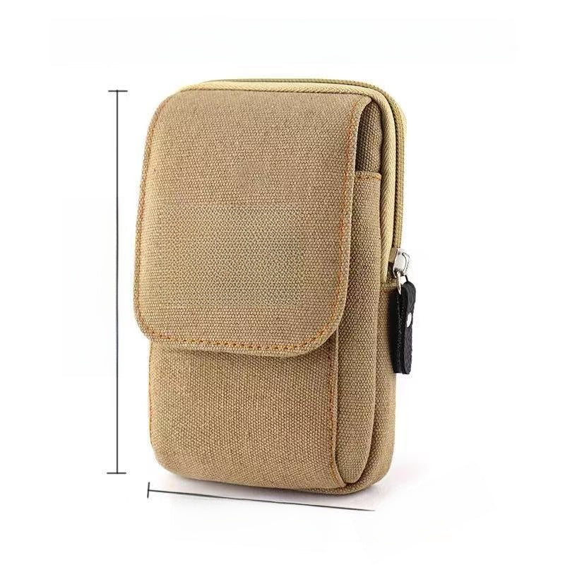 Multifunctional Canvas Waist Bag with Carabiner Clip