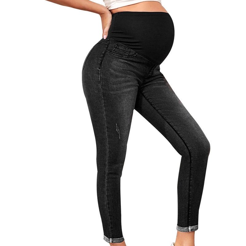 High-Waist Maternity Stretch Denim Jeans