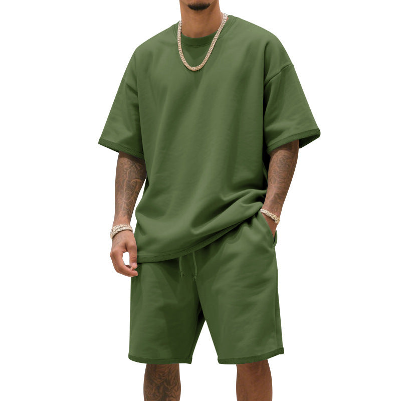 Men’s Terry Cloth Set – Short Sleeve Shirt & Shorts Lounge Outfit