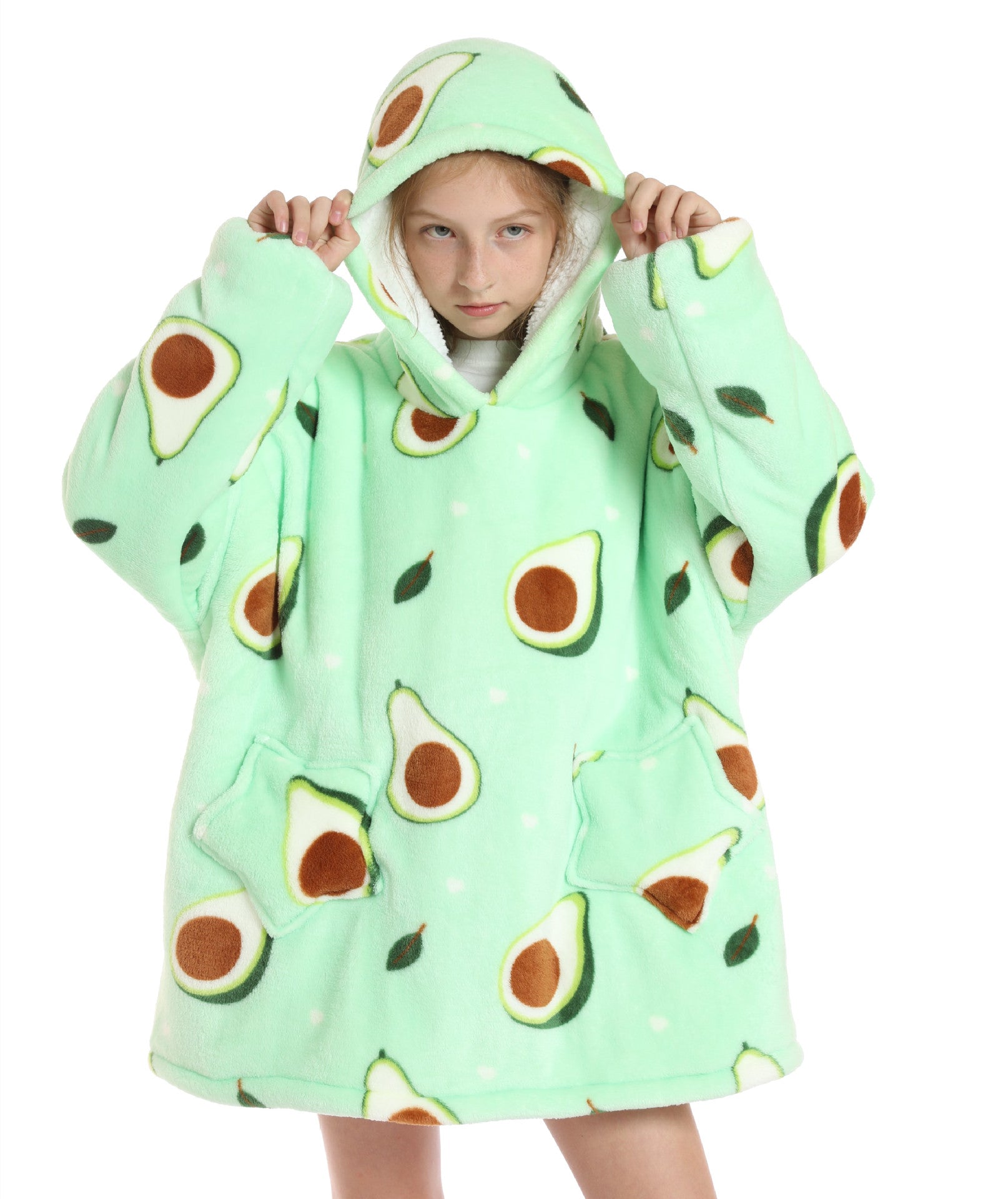Kids Hooded Flannel Pajama Set – Thick Warm Cartoon Sleepwear (Unisex)
