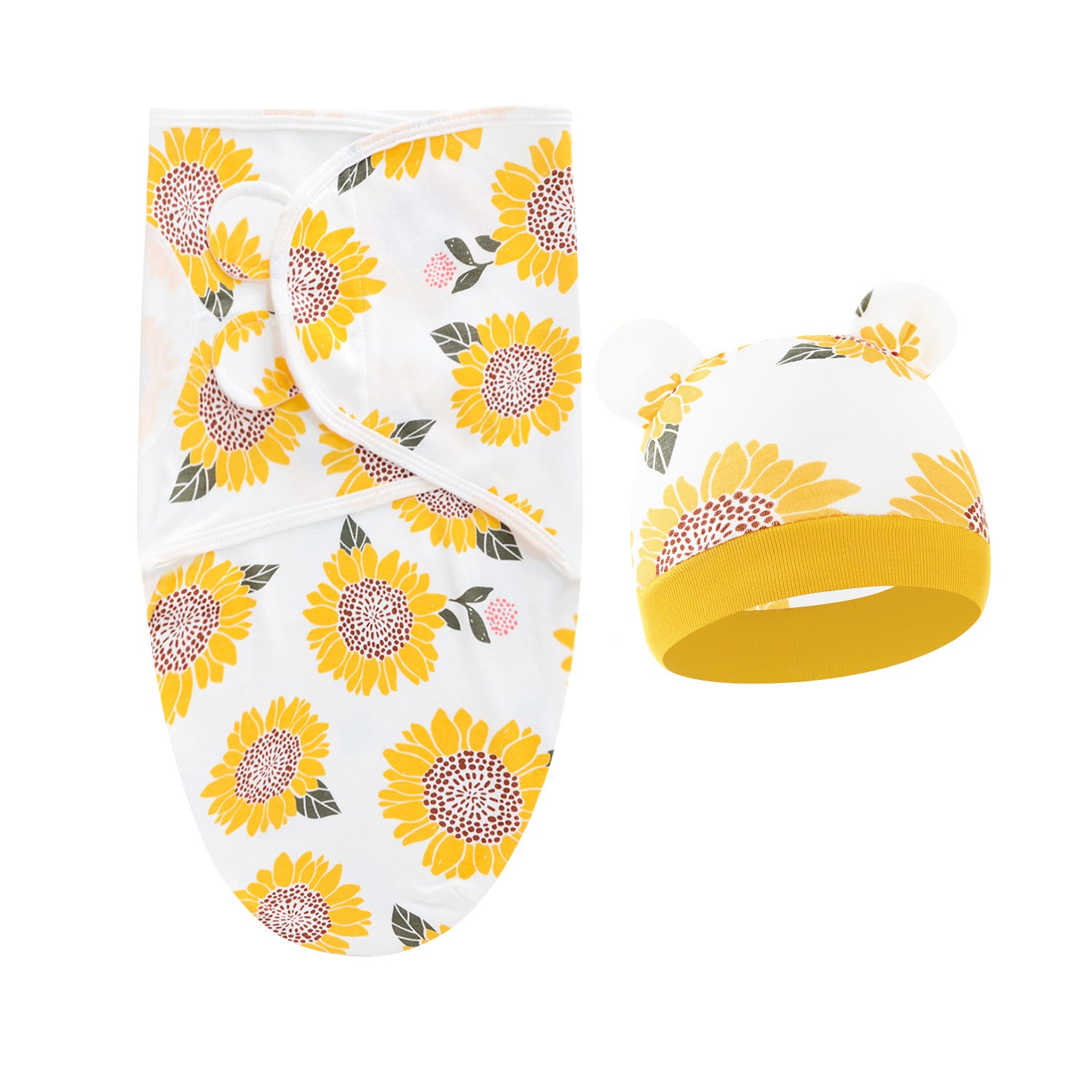 Pure Cotton Baby Swaddle Cocoon – Anti-Startle Newborn Sleep Wrap with Matching Hat