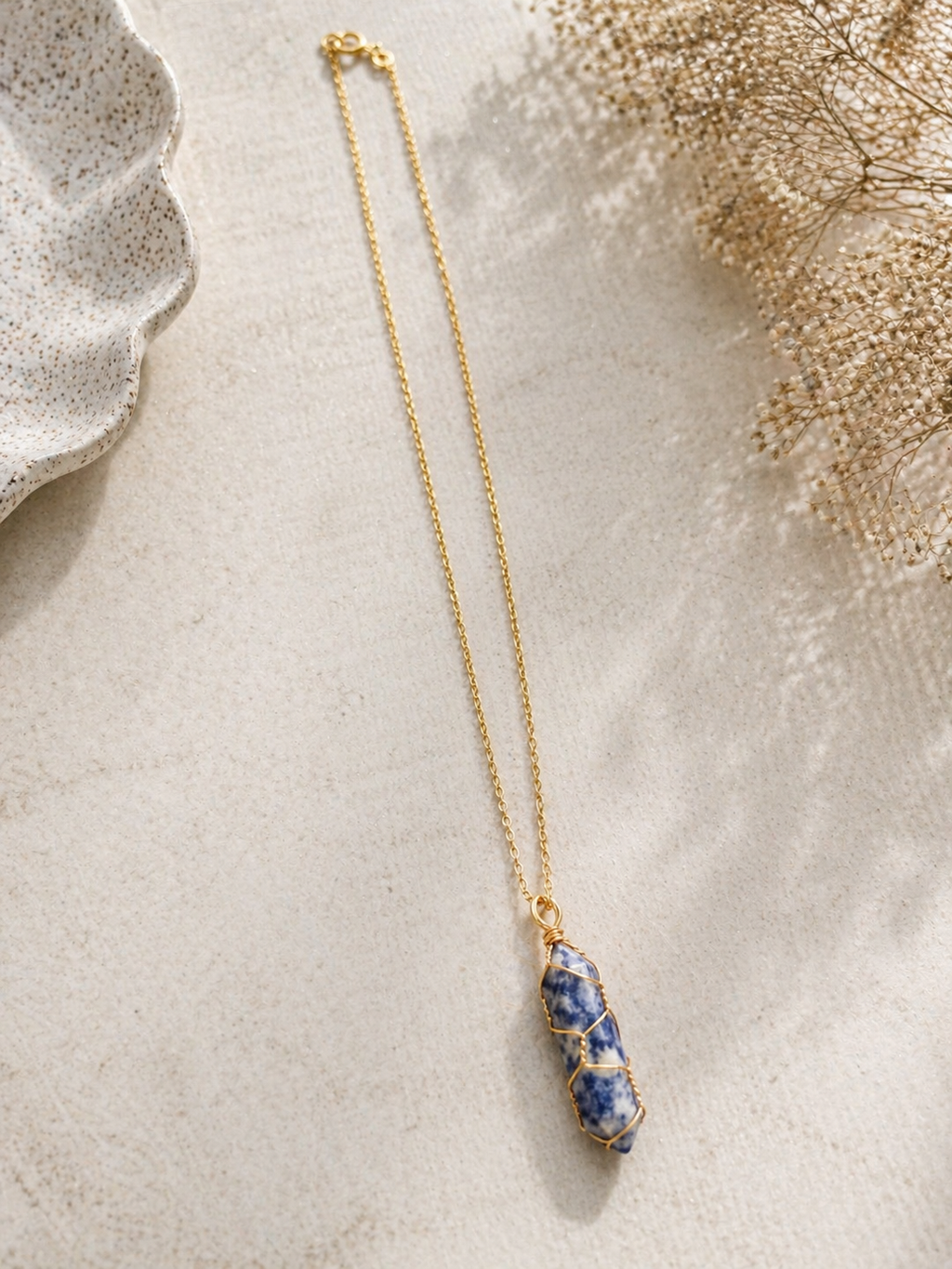 Sodalite Wire-Wrapped Necklace – Clarity & Intuition Crystal Pendant